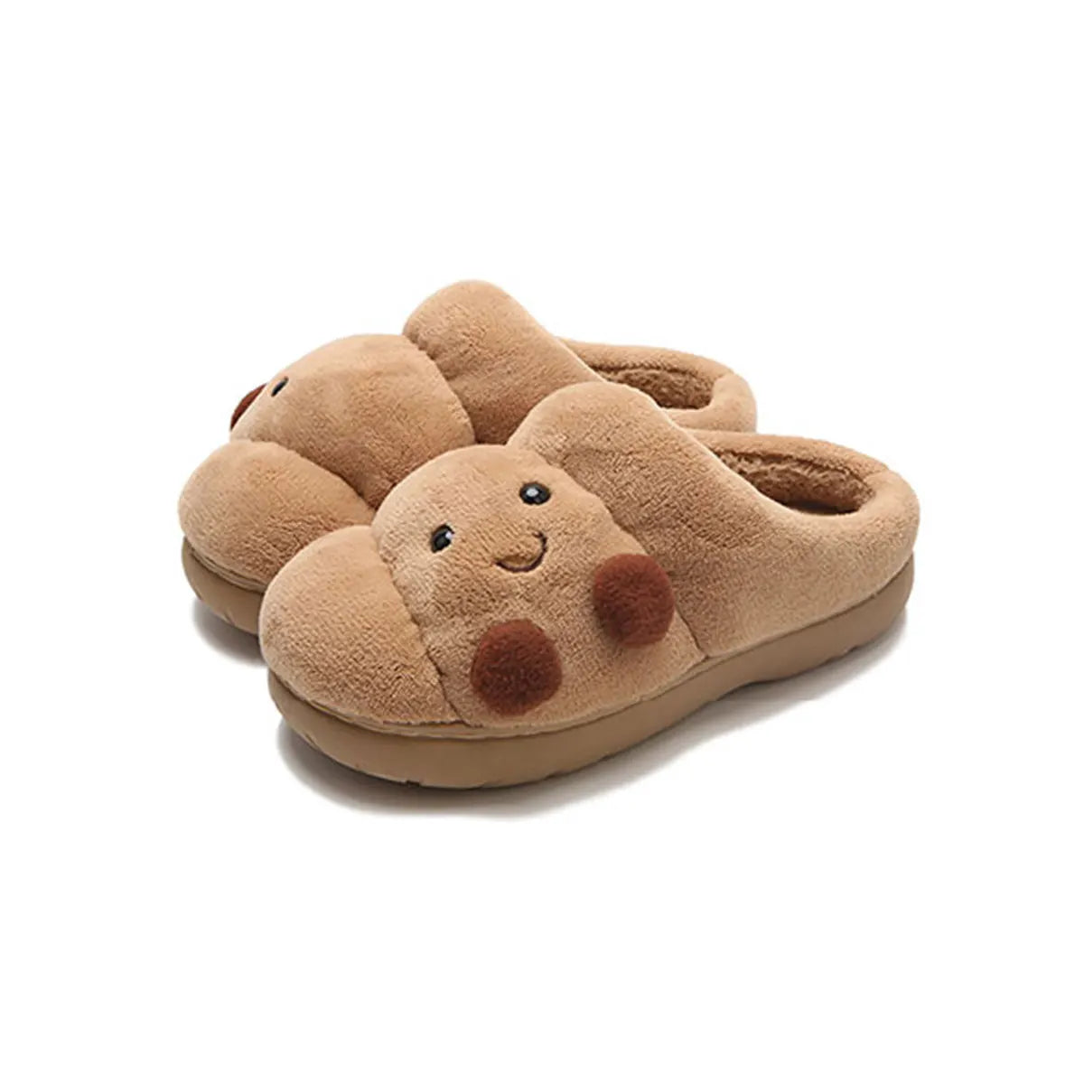 Fun Croissant Cotton Slippers for Men and Women, Winter Couple'S Home Use, Thick-Soled Non-Slip Home Slippers for Women